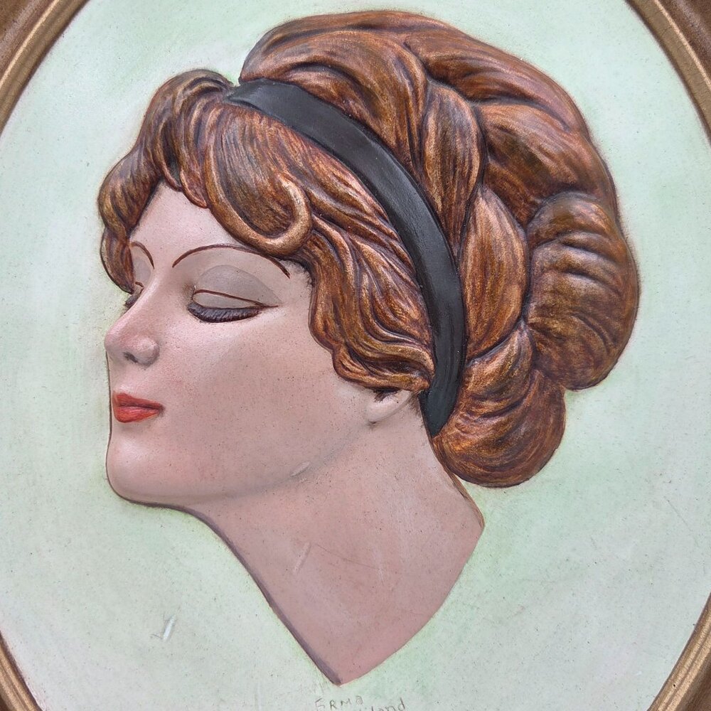 Duncan Ceramics Bas-Relief Plaster Mold Cameo Woman With Black Hair Band - Picture 2 of 6